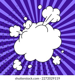 Comic Blank Speech Bubble With Copy Space And Colorful Doodles. Design Of Empty Template In Explosion Framework Representing Social Media Messaging And Connecting.