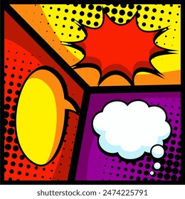 Comic blank text speech bubbles in pop art style set vector illustration