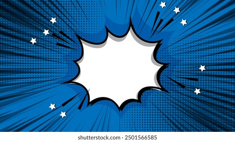 Comic blank text speech bubbles in pop art style blue background	
