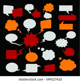 Comic blank text speech bubbles in retro style . Vector illustration.