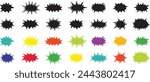 comic blast bomb bang boom burst explosion set graphic design pop art illustration retro vintage fun action blow effect decorative bubble dialog message sign frame explode 