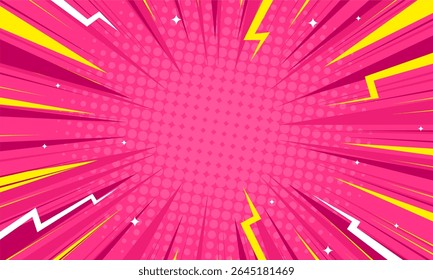Fundo rosa explosão cômico. estilo desenho animado pop art  