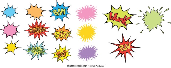 comic blowup, vector illustration of some cartoon text explosions