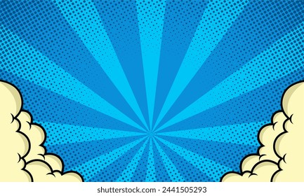 Comic blue background with cloud frame