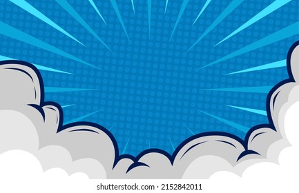 Comic blue background with cloud illustration