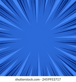 Fondo azul cómico. Textura de arte Pop. Starburst estilo de dibujos animados. 