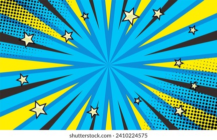 Comic blue background with star illustration