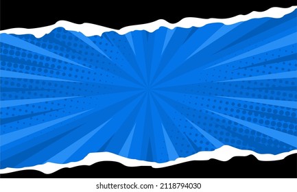 Comic blue background with torn paper