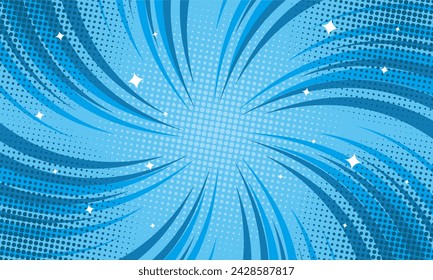 Comic blue burst background with star illustration