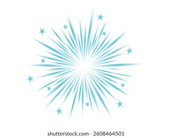 Comic blurred color lines with motion stars with radial focus for high energy effects. Graphic high speed explosion. Comic high speed beam, design for manga and anime graphics. Vector.