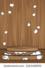 Plataforma de escenario de podio abstracto del libro de historietas. Cómic de escena de producto para presentación de burla. Textura vintage de la ilustración vectorial, fondo.
