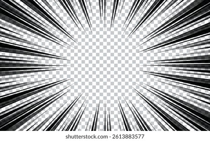 Comic book action line. Speed ​​line manga frame. Cartoon background. Vector illustration