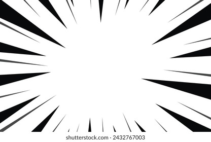 Comic book action lines background. Manga speed frames, superhero action. Black and white vector retro illustration