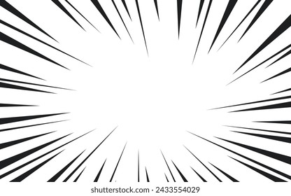 Comic book action lines background. Manga speed frames, superhero action. Black and white vector retro illustration