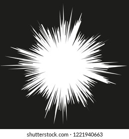 Comic book action lines. Speed lines Manga frame. Cartoon background. Black and white vector retro illustration
