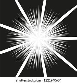 Comic book action lines. Speed lines Manga frame. Cartoon background. Black and white vector retro illustration
