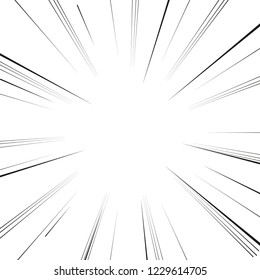 Comic book action lines. Speed lines Manga frame. Cartoon background. Black and white vector retro illustration