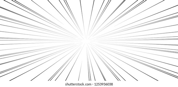 Comic book action lines. Speed lines Manga frame. Cartoon background. Black and white vector retro illustration
