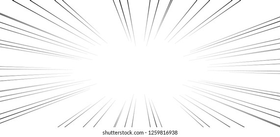 Comic book action lines. Speed lines Manga frame. Cartoon background. Black and white vector retro illustration