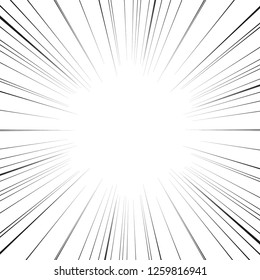Comic book action lines. Speed lines Manga frame. Cartoon background. Black and white vector retro illustration