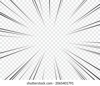 Comic book action lines. Speed lines Manga frame. Black and white vector retro illustration