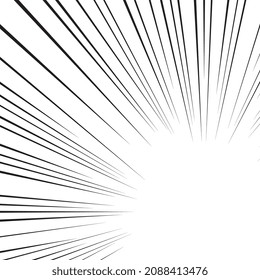 Comic-Bücher-Action-Linien. Geschwindigkeitslinien Manga Rahmen. Cartoon-Hintergrund. Schwarz-Weiß-Vektorgrafik-Retrografik. Vektorgrafik