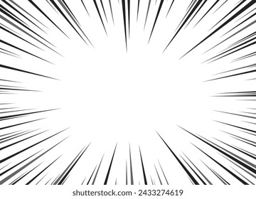 Comic book action lines. Speed lines Manga frame. Cartoon background. Black and white vector retro illustration. Vector 10eps.