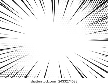 Comic book action lines. Speed lines Manga frame. Cartoon background. Black and white vector retro vector illustration.