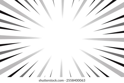 Comic book action lines. Speed ​​line Manga frame. Cartoon background. Black and white vector illustration