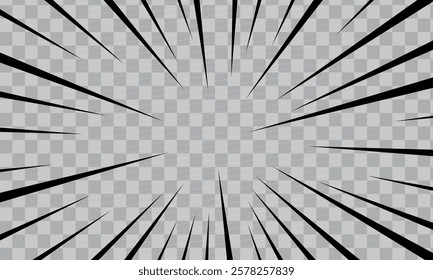 Comic book action lines. Speed lines Manga frame. White speed line vector background. Abstract illustration wallpaper for banner business social media advertising. comic backdrop template design.