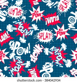 Comic Book Action Words Seamless Pattern .