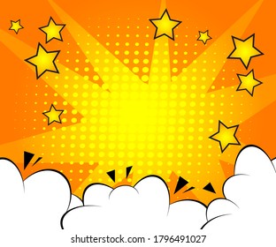 Comic book background. Abstract cartoon explosion design illustration. Vector comics banner backdrop.