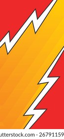 Fondo del cómic. Anuncios de colores rojo y amarillo. Relámpago de línea blanca
