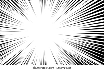 Comic Book Background. Black And White Radial Lines Speed Frame. Element Of Speed Or Superhero. Vector Illustration.