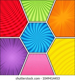 Comic book background with different humor effects in bright colors. Vector illustration