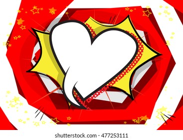 Comic book background with heart shaped speech bubble.