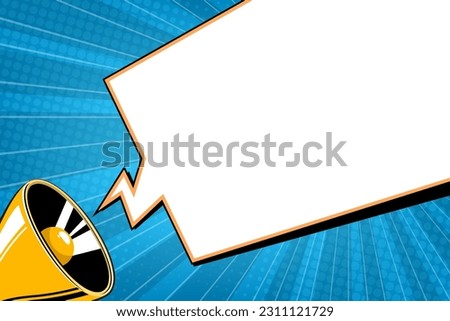 Comic book background with megaphone announcement	
