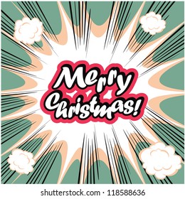 Comic book background Merry Christmas Card