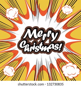 Comic book background Merry Christmas Card