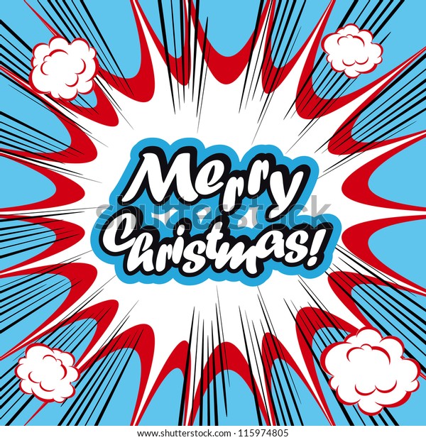 Comic Book Background Merry Christmas Card Stock Vector (Royalty Free