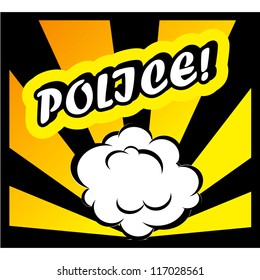 Comic book background Police! sign Card Pop Art office stamp with the word police