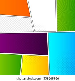 Comic book background pop-art style. Colorful vector illustration. Bright cartoon comics