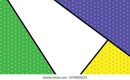 Comic book background template with black dots vector page, comic divided box background, comic illustration in pop art styles