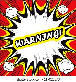 Comic book background Warning! sign Card Pop Art