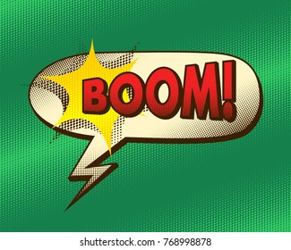 Comic book with balloon and the word BOOM!