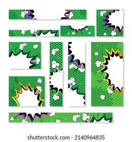 Comic Book banner set illustration. Vector collection of Pop Art banners.
