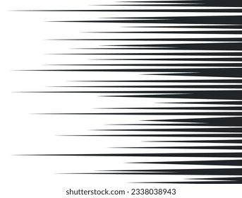 Comic book black horizontal speed lines sharped manga style explosion background vector flat illustration. Striped motion retro action radial effect superhero power space texture backdrop isolated