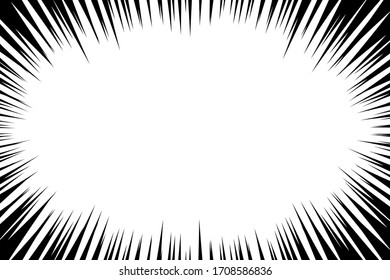 Comic book black Speed line effect template with radial white background, vector illustration eps 10.