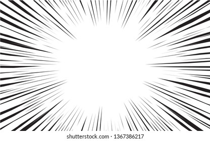 Comic book black and white. radial lines background vector illustration.