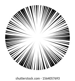 Comic book black and white radial lines background. Manga speed frame.Superhero action. Explosion vector illustration. 